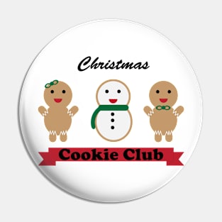 Christmas Cookie Club Gingerbread Snowman Dark Text Pin