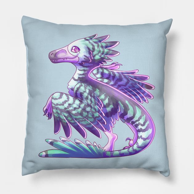 Pastel Velociraptor Pillow by cometkins