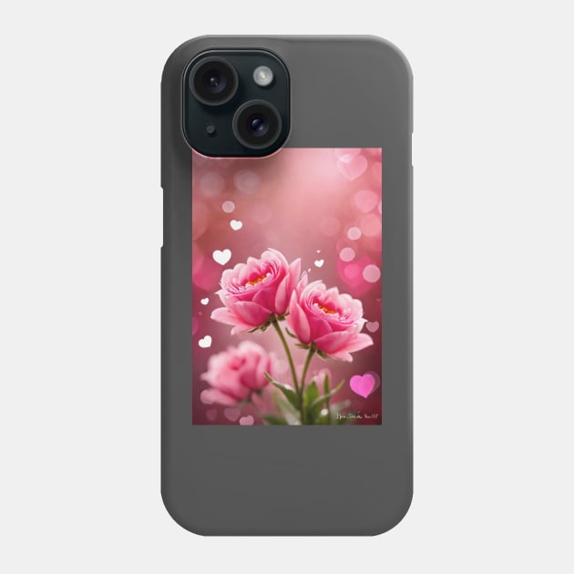 Valentine's Day Flowers and Hearts Phone Case by FurryBallBunny