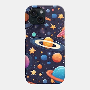 Cute Planets In Galaxy Phone Case