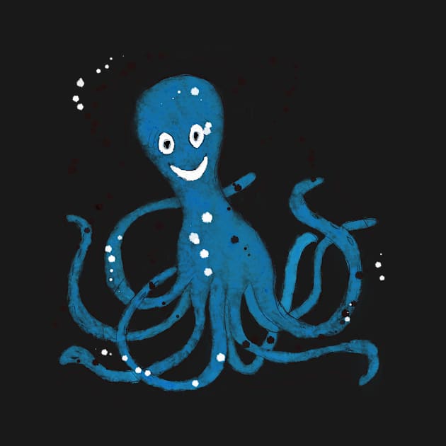 Happy Blue Cartoon Octopus by gldomenech