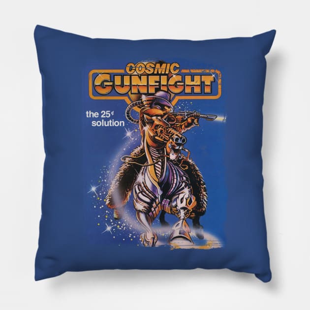 Cosmic Gunfight Pillow by Slippytee