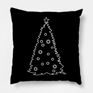 Minimal White Line Christmas Tree Graphic Pillow