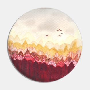 Warm Fall embraces Abstract forest watercolor pattern Pin