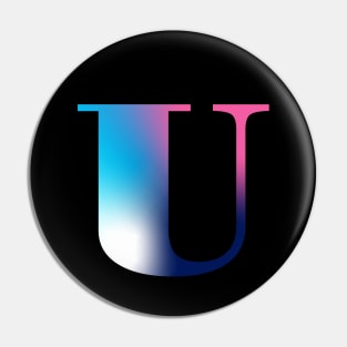 Capital Letter U Monogram Gradient Pink Blue White Pin