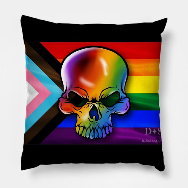 Progressive Flag & Skull Pillow by Danispolez_illustrations