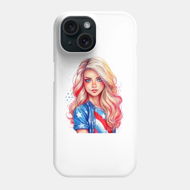 4th of July Girl #4 Phone Case by Chromatic Fusion Studio