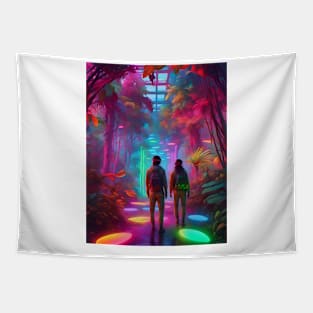 Out of this World - Virtual Reality Neon Jungle Tapestry