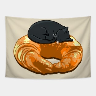 Croissant Black Cat Tapestry