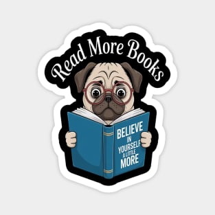 Read More Books Dog Reading Book Lover Magnet