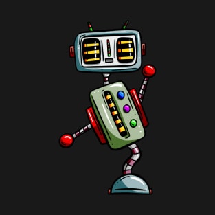 Cute Cartoon Robot Design Sci-fi Character Dancing T-Shirt