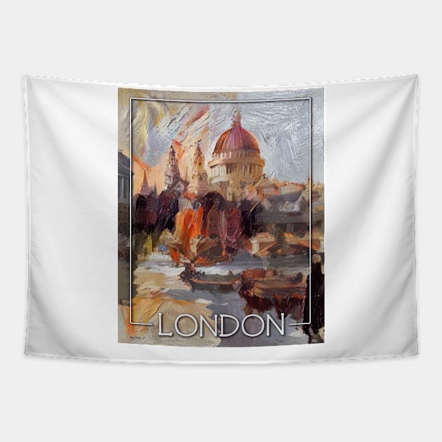 London, England - Painting, Travel Poster Tapestry by Naves