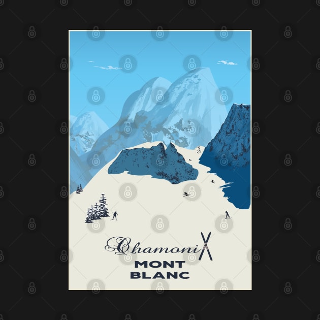 Mont Blanc, Chamonix, Travel Poster by BokeeLee