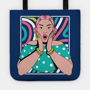 Chisme Queen Pop Art Portrait of Young Woman Gossip Vibe Tote