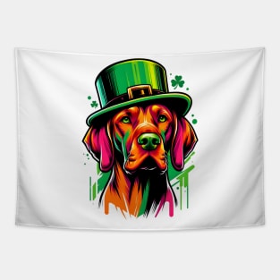 Vizsla in Leprechaun Hat Celebrates St Patrick's Day Tapestry