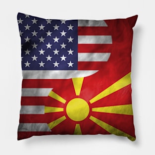 USA and North Macedonia Dual Flag Yin Yang Combination Pillow