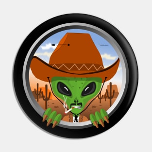 Alien cowboy getting shot Pin