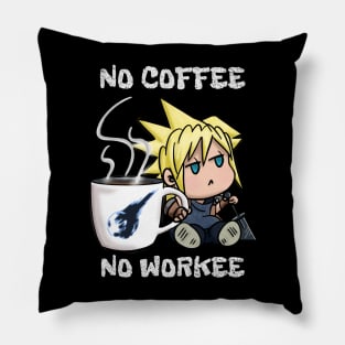 Chibi Cloud Coffee Kawaii Final Fantasy 7 Cloud Strife Pillow