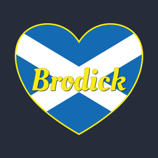 Brodick Scotland UK Scotland Flag Heart T-Shirt