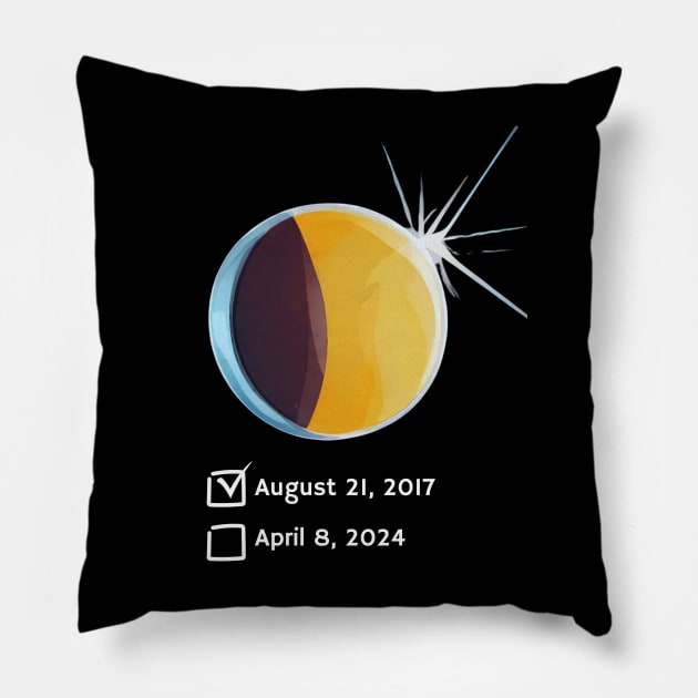 Eclipse Checklist Total Solar Eclipse April 8 2024 Totality Pillow by Little Duck Designs