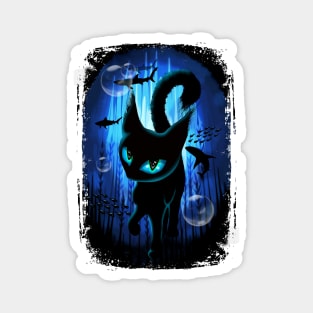Aquaticat - Black Cat in Deep Ocean Fantasy Scenery Surreal Art Magnet