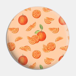 Juicy oranges pattern on orange Pin