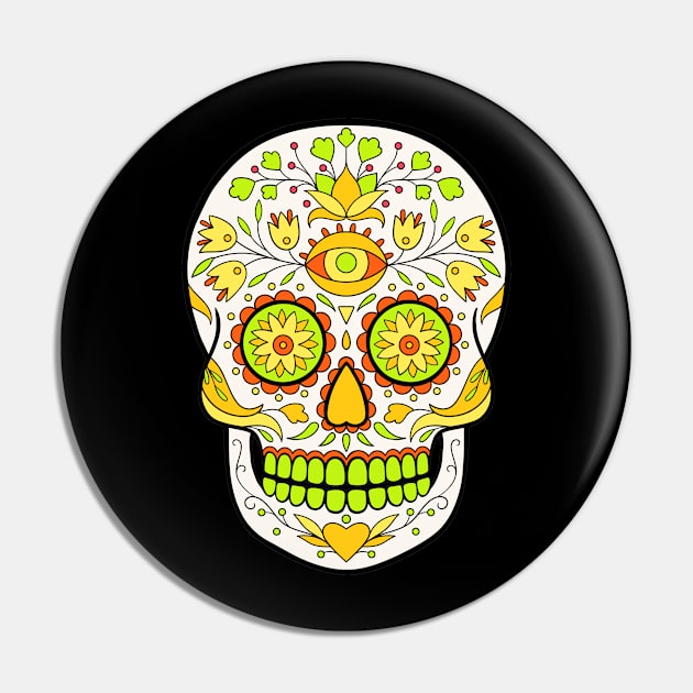 Sugar Skull Art Pin by InshynaArt