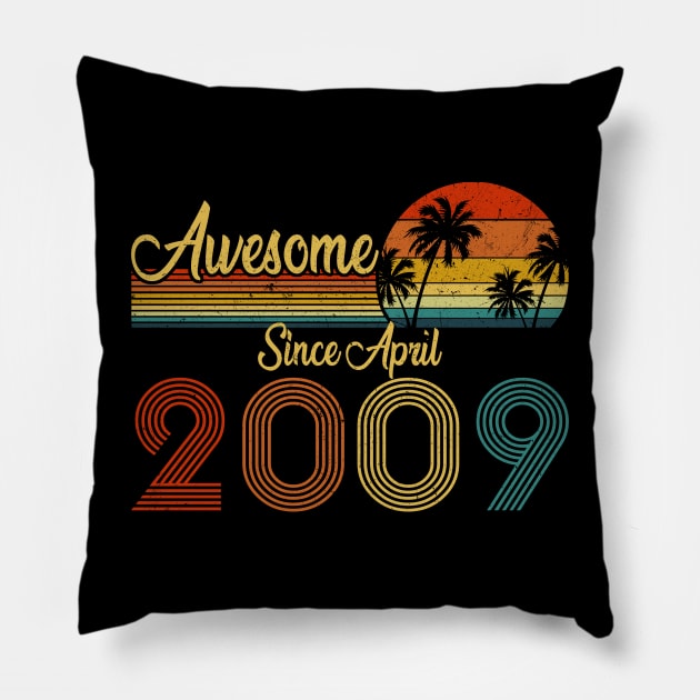 14 Years Old Awesome Since April 2009 14th Birthday Pillow by everetto