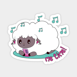 cute sheep listening to music on wireless headphones Magnet