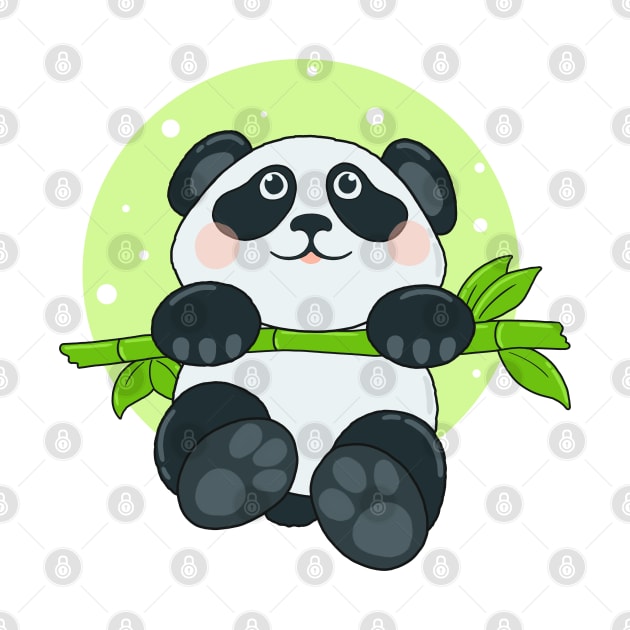 Cute panda on a bamboo branch by IriSev