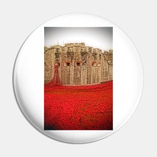 Tower of London Red Poppy Flowers Pin