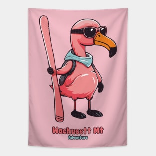 Cute Flamingo Skiing Wachusett Mountain Tapestry