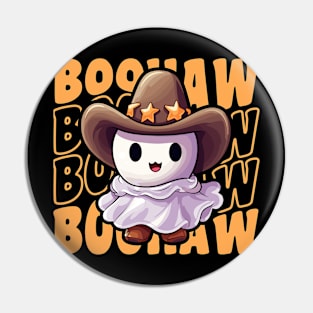 Boohaw Cute Spooky Groovy Cowboy Ghost Pin