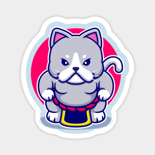 Cute Cat Sumo Cartoon Magnet