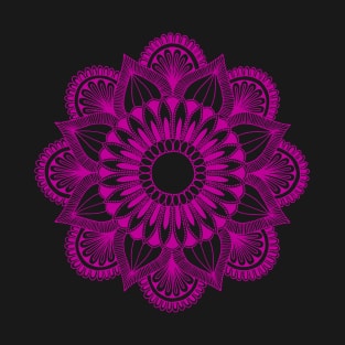 Flower Mandala (magenta on black) T-Shirt