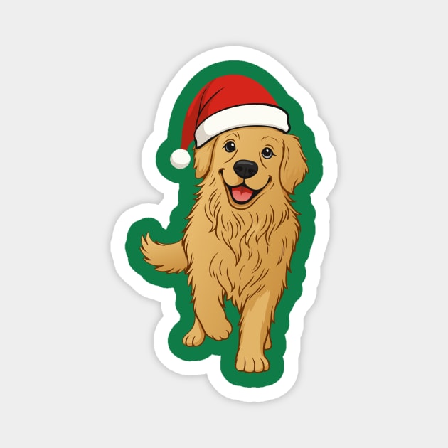 Christmas Santa Golden Retriever – Cute Holiday Dog T-Shirt Magnet by DonWillisJrArt