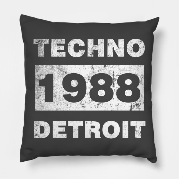 TECHNO 1988 DETROIT Pillow by KIMIDIGI