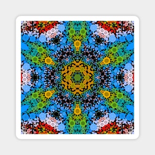 Dot Mandala Flower Yellow Blue and Green Magnet