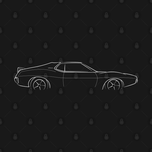 Front/Profile - 1973 AMC Javelin - stencil, white by mal_photography