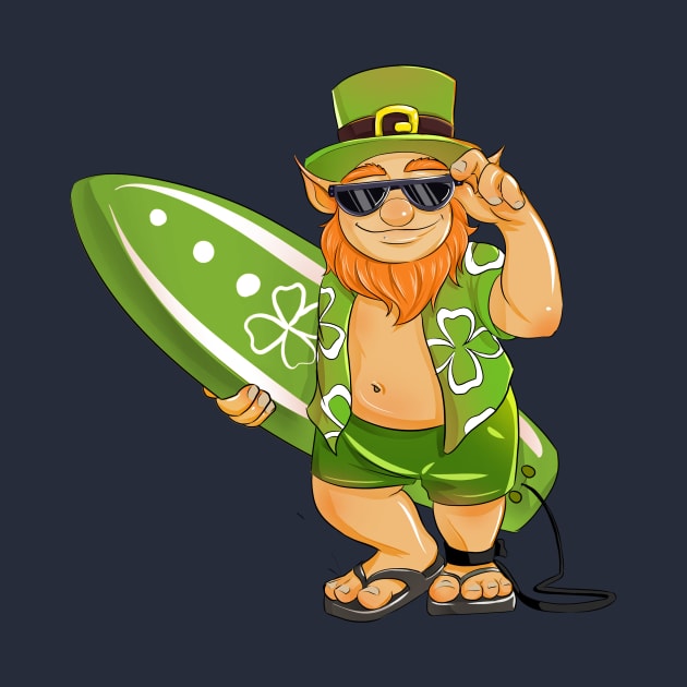 Surfing Leprechaun Hawaiian Surfing St Patricks Day Hawaii by 14thFloorApparel