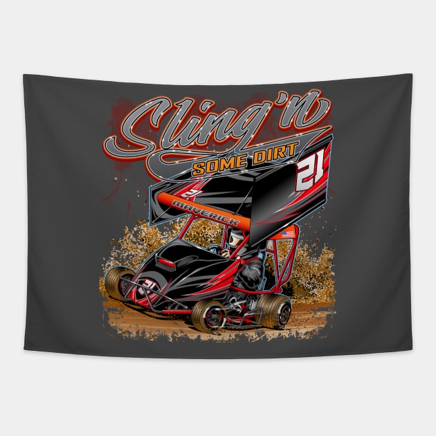 Sling'n some dirt kage kart go karts Tapestry by Artslave Custom Car Art