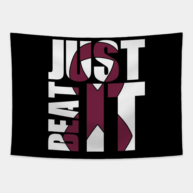 Just Beat It Sickle Cell Awareness Burgundy Ribbon Warrior Tapestry by celsaclaudio506