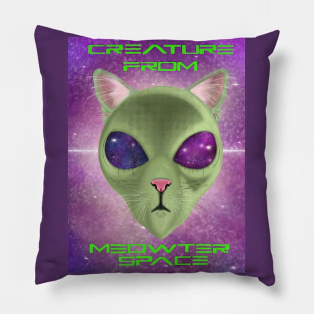 Creature from meow-ter space w/ galaxy eyes Pillow by WolfCommander