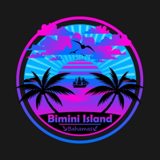 Bimini Island Beach Bahamas, Palm Trees Sunset Summer T-Shirt