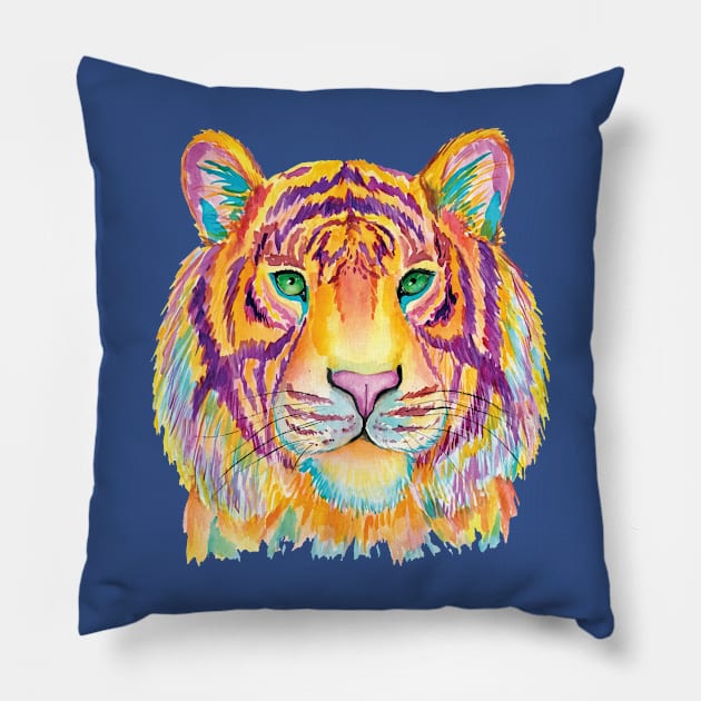 Tiger watercolor 1 Pillow by iphigeniaisolde