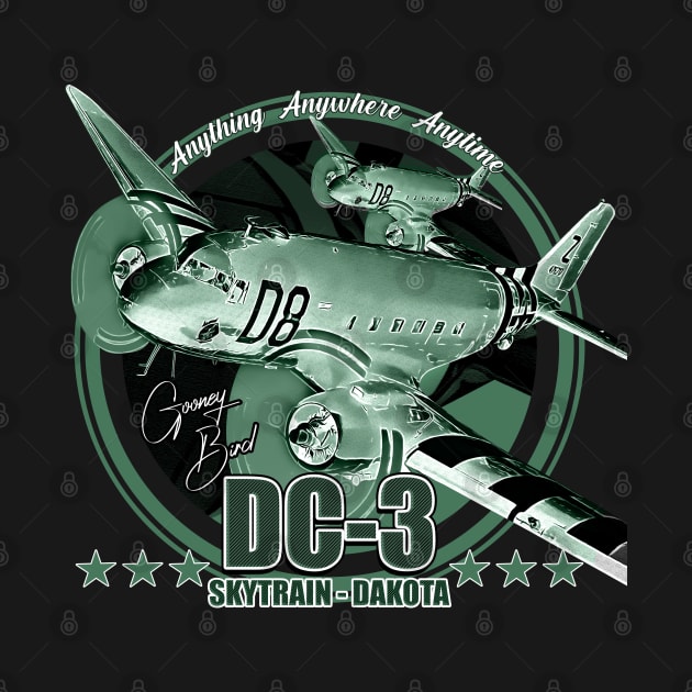 DC3 C47 Dakota Military Transport Aircraft by aeroloversclothing