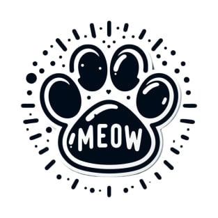 Cat Paw With Meow Text T-Shirt