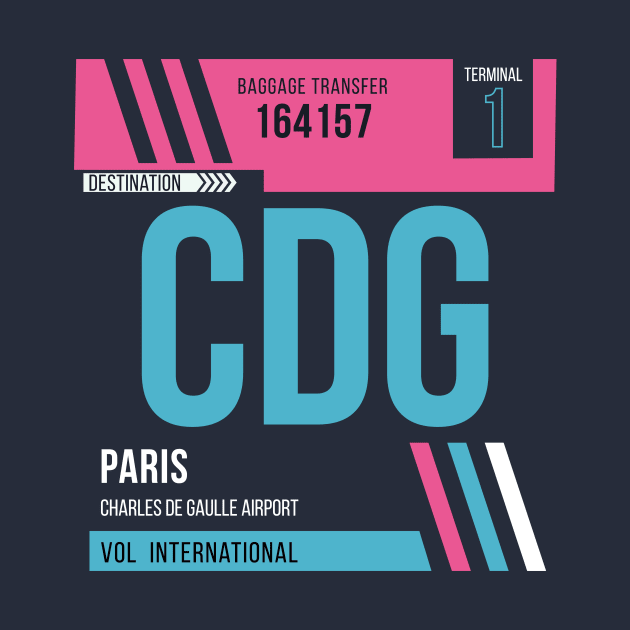 Paris (CDG) Airport Code Baggage Tag by SLAG_Creative