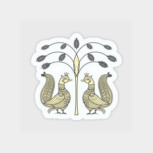 Ethnic Art Indian Ducks Birds with Tree Magnet