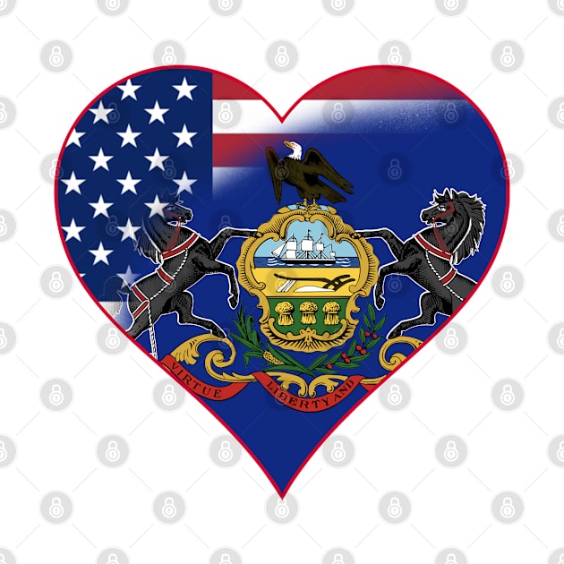 State of Pennsylvania Flag and American Flag Fusion Design by Gsallicat